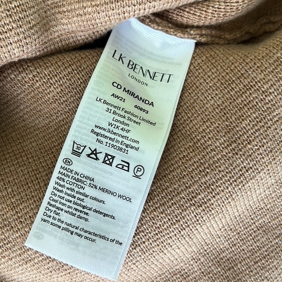 LK Bennett Miranda Camel Knit Belted Cardigan Sweater - M - Picture 14 of 16